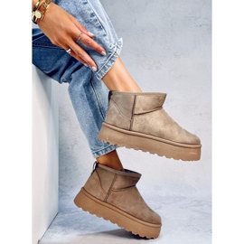 Botas de nieve cortas con plataforma Solnis Khaki beige 4
