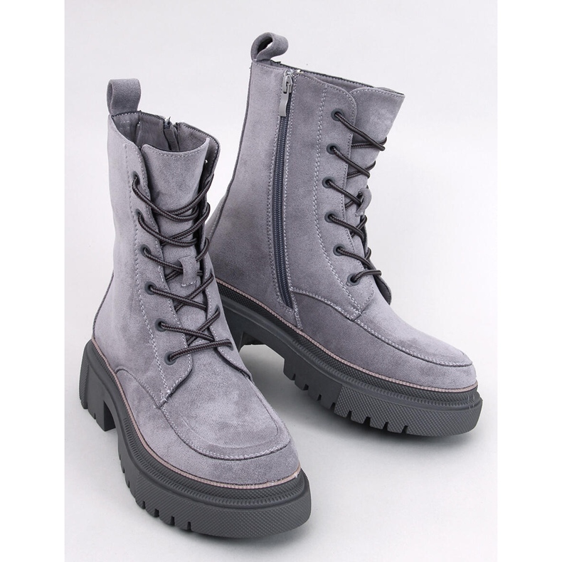 Botas con cordones de ante Roisin gris 1