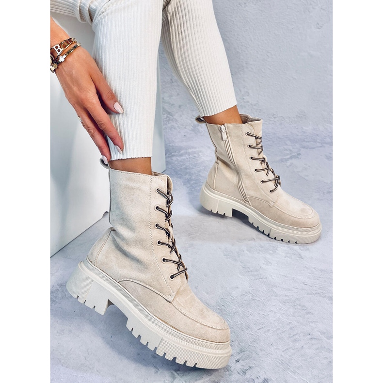 Botas con cordones ante Roisin Beige 2 Botas con cordones ante Roisin Beige 2