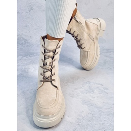 Botas con cordones ante Roisin Beige 1 Botas con cordones ante Roisin Beige 1