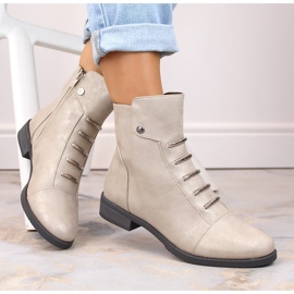 Botines de mujer brillantes y aislantes Jezzi ASA62-16 beige 4
