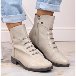 Botines de mujer brillantes y aislantes Jezzi ASA62-16 beige 6