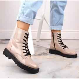 Botas aislantes de mujer en charol, beige, Vinceza 58153 4