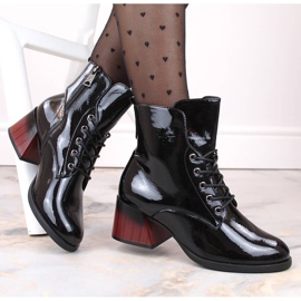 Botas de tacón alto aislantes de charol para mujer, negro Vinceza 58127 4