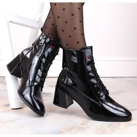 Botas de tacón alto aislantes de charol para mujer, negro Vinceza 58119 4
