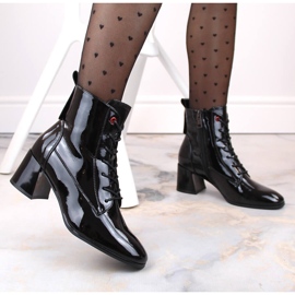 Botas de tacón alto aislantes de charol para mujer, negro Vinceza 58119 5