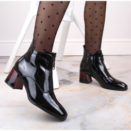 Botas de mujer de charol con tacón y cremallera, aislantes negro Vinceza 58120 5