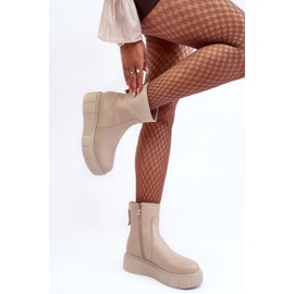 Botines Mujer Piel con Plataforma Beige Lemar Jenefer 7