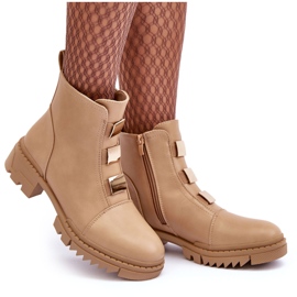 Botas planas de piel azulenn beige 9