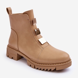 Botas planas de piel azulenn beige 7