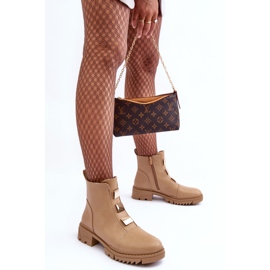 Botas planas de piel azulenn beige 4