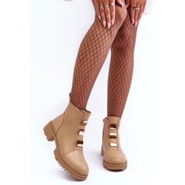 Botas planas de piel azulenn beige 2