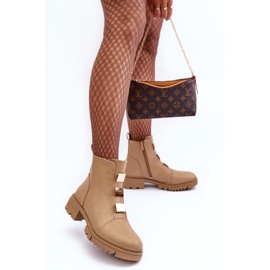 Botas planas de piel azulenn beige 3