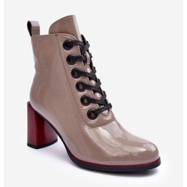 Botines Charol Cordones S.Barski MR870-15 Beige Oscuro 3