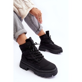 Botines Mujer Trappers Aislados Con Plataforma Y Tacón Plano Big Star MM274338 Negro 9