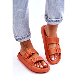 Chanclas de espuma para mujer con tiras naranjas 3