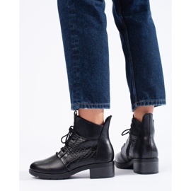Elegantes botas con cordones Shelovet para mujer negro 3