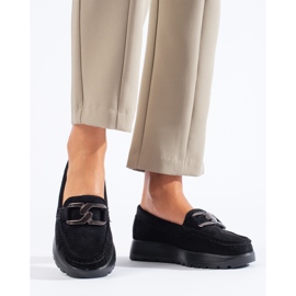 Mocasines de mujer en ante negro de Shelovet 1