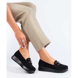 Mocasines de mujer en ante negro de Shelovet 2