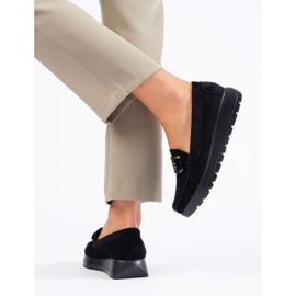 Mocasines de mujer en ante negro de Shelovet 3