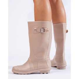 Botas de agua de mujer beige con hebilla Shelovet 3