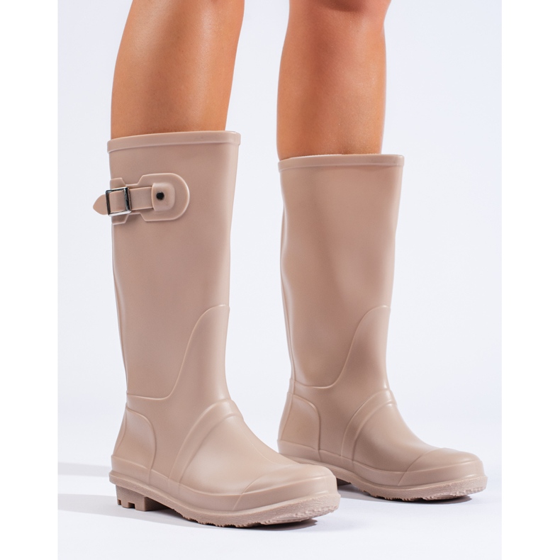Botas de agua de mujer beige con hebilla Shelovet 1 Botas de agua de mujer beige con hebilla Shelovet 1