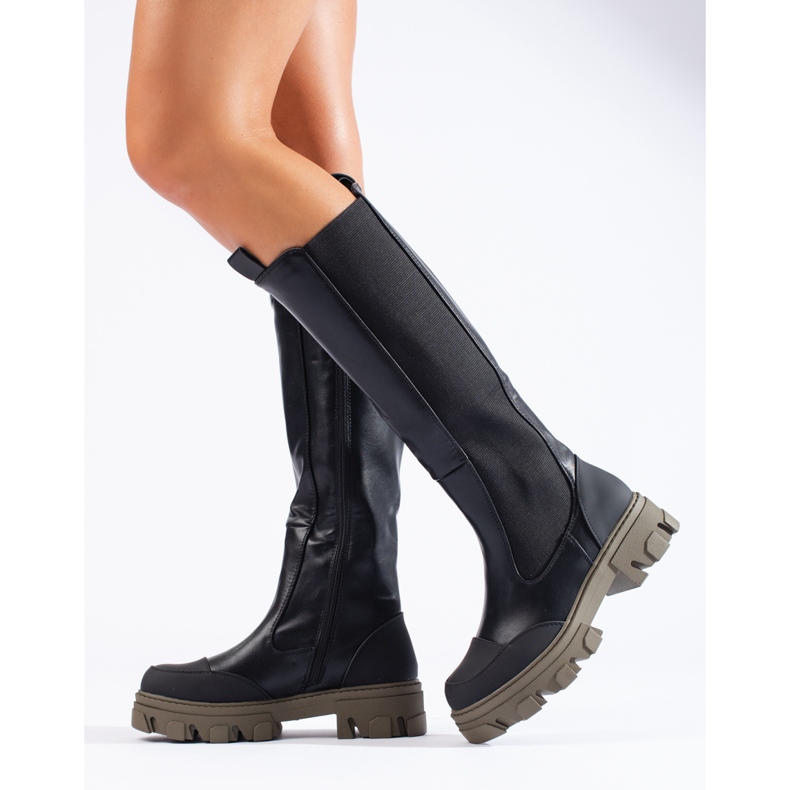 Botas negras con parte superior Shelovet flexible. negro 2 Botas negras con parte superior Shelovet flexible. negro 2