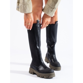 Botas negras con parte superior Shelovet flexible. negro 1 Botas negras con parte superior Shelovet flexible. negro 1