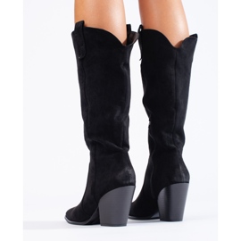 Botas cowboy de mujer Shelovet en ante negro con tacón 3
