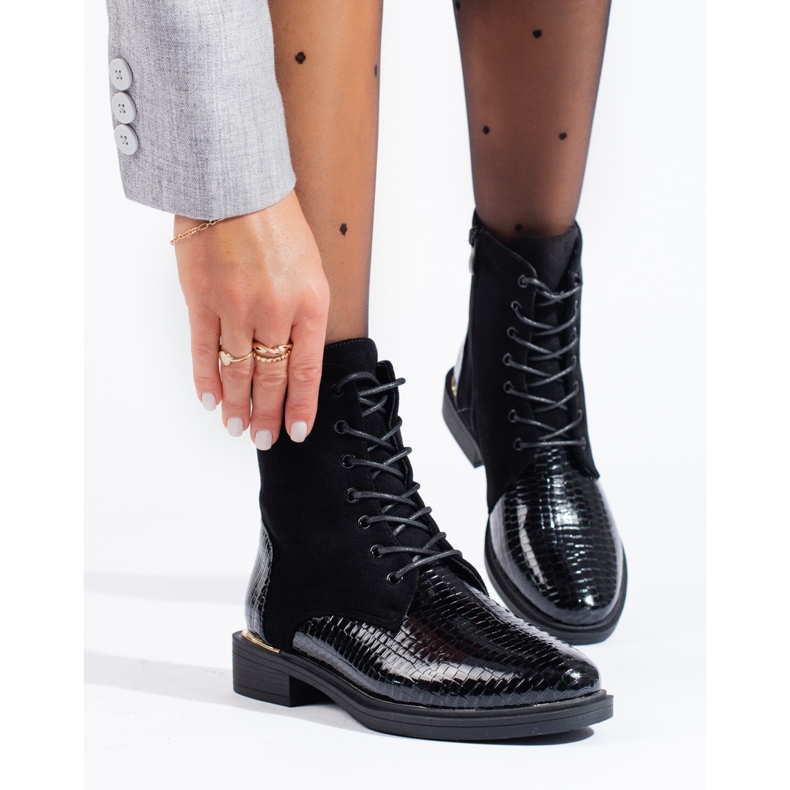 Botas obreras con cordones Shelovet de mujer negras negro 2