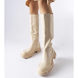 Botas planas por encima de la rodilla beige de Rafah 1