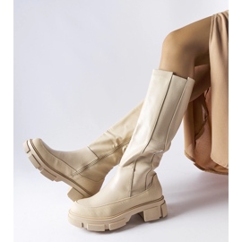 Botas planas por encima de la rodilla beige de Rafah 2
