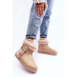 Botas De Nieve Aislante Con Hebilla Dulca Beige 6