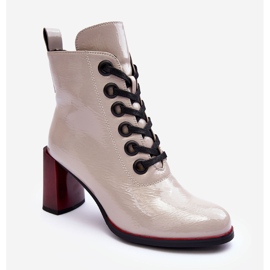 Botines Charol Cordones S.Barski MR870-15 Gris Claro 2 Botines Charol Cordones S.Barski MR870-15 Gris Claro 2