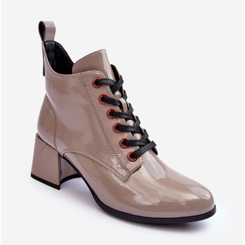 Botines Bajos Charol Cordones S.Barski MR870-66 Beige Oscuro 1