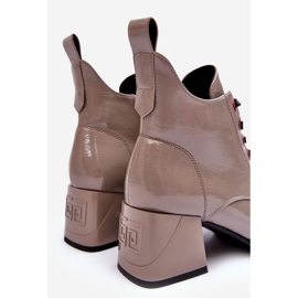 Botines Bajos Charol Cordones S.Barski MR870-66 Beige Oscuro 2