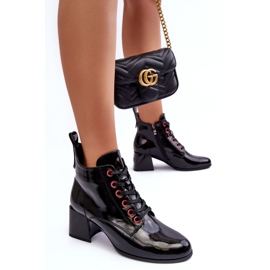 Botines Bajos Charol Cordones S.Barski MR870-66 Negro 1