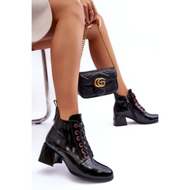 Botines Bajos Charol Cordones S.Barski MR870-66 Negro 2