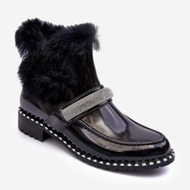 Botas Bajas Charol Con Piel y Adorno S.Barski MR870-74 Negro 1