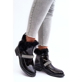 Botas Bajas Charol Con Piel y Adorno S.Barski MR870-74 Negro 2