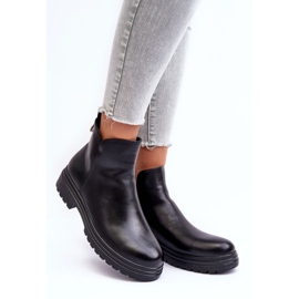 Botines de cuero con caña baja Negro Foteini 1
