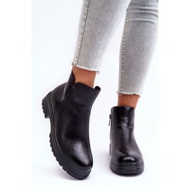 Botines de cuero con caña baja Negro Foteini 2