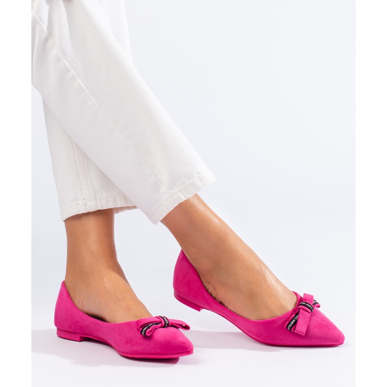 Bailarinas de ante con lazo Shelovet rosa 1