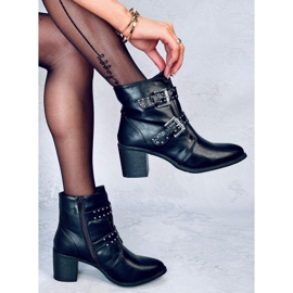 Botines de tacón con tachuelas Ferox Black negro 4