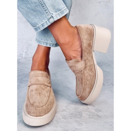Mocasines tacón Coniff Caqui beige 2