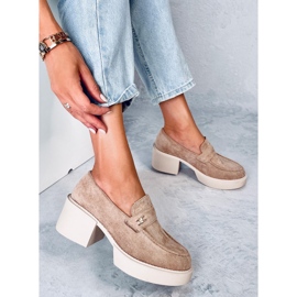 Mocasines tacón Coniff Caqui beige 4