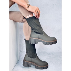 Botas Chelsea altas Ruddins Kaki con parte superior flexible verde 3