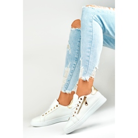 Deportivas blancas con cremallera dorada. blanco 6