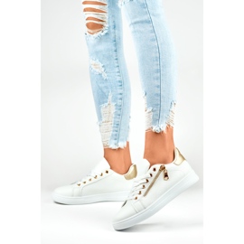 Deportivas blancas con cremallera dorada. blanco 4