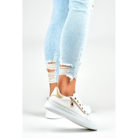 Deportivas blancas con cremallera dorada. blanco 5